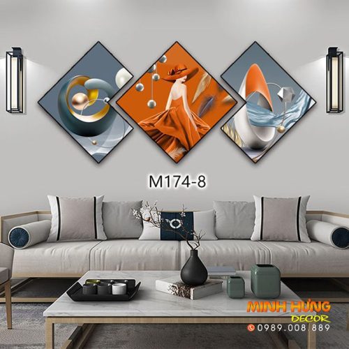M1748 Tranh Cô Gái Áo Cam Trẻ Trung