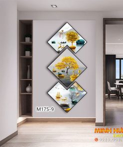M1759 Tranh Hươu Vàng Và Hồ Nước
