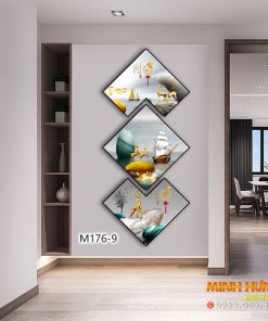 M1769 Tranh Hươu Vàng Với Thuyền