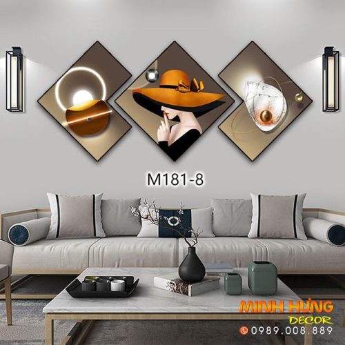 M1818 Tranh Cô Gái Mũ Cam Bí Ẩn