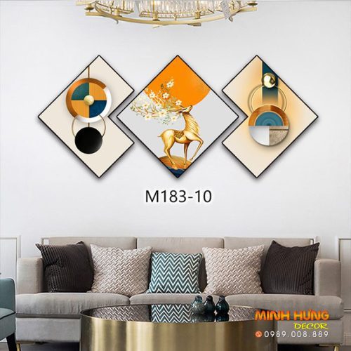 M18310 Tranh Hươu và Hình Trừu Tượng