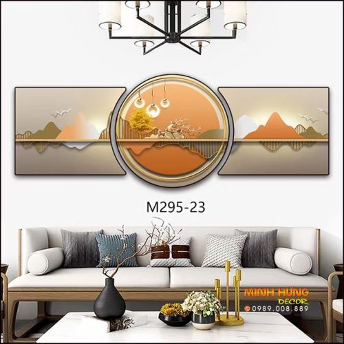 M29523 Tranh Hươu Vàng Và Dãy Núi