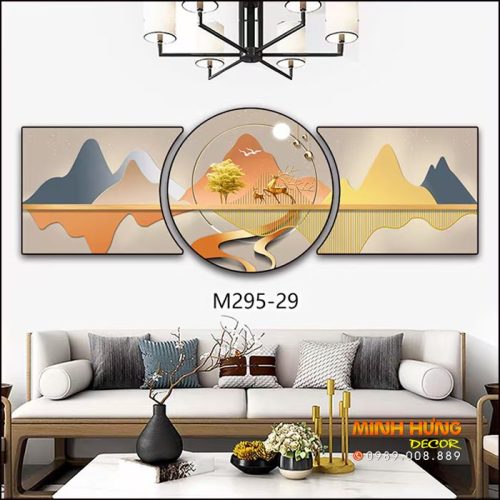 M29529 Tranh Hươu Vàng Và Những Dãy Núi