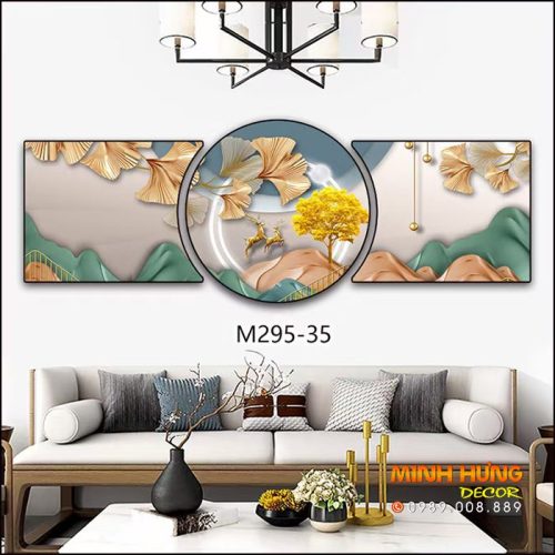 M29535 Tranh Lá Vàng Phong Cảnh Rừng Núi