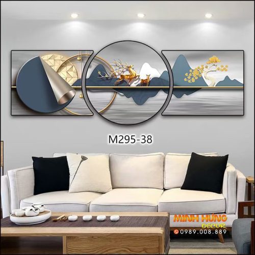 M29538 Tranh Hươu Vàng Nghệ Thuật Phong Cảnh