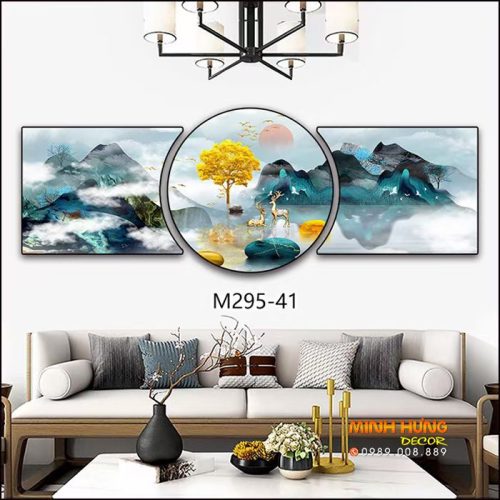 M29541 Tranh Núi Rừng Thiên Nhiên Màu Xanh Hùng Vĩ