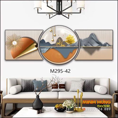 M29542 Tranh Phong Cảnh Hươi Nai Và Núi Rừng