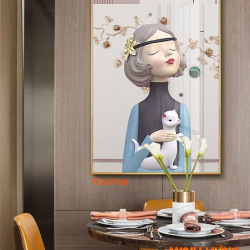 TGH7436 Tranh Decor Cô Gái Phủ Gương