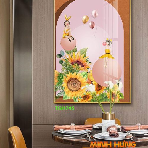 TGH7453 Tranh Tráng Gương Hoa Hướng Dương