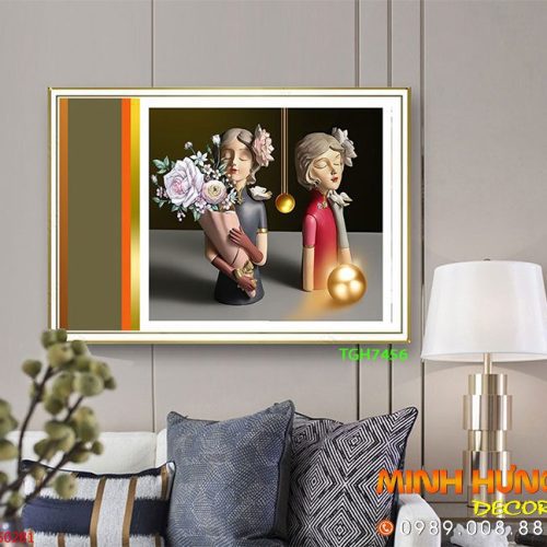 TGH7456 Tranh Decor 2 Cô Gái Phủ Gương