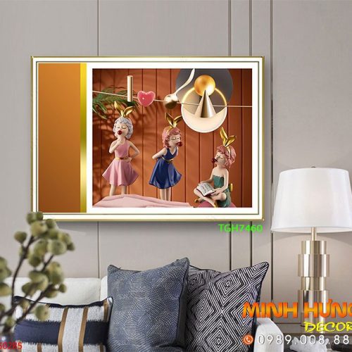 TGH7460 Tranh 3 Cô Gái Phủ Gương Hiện Đại