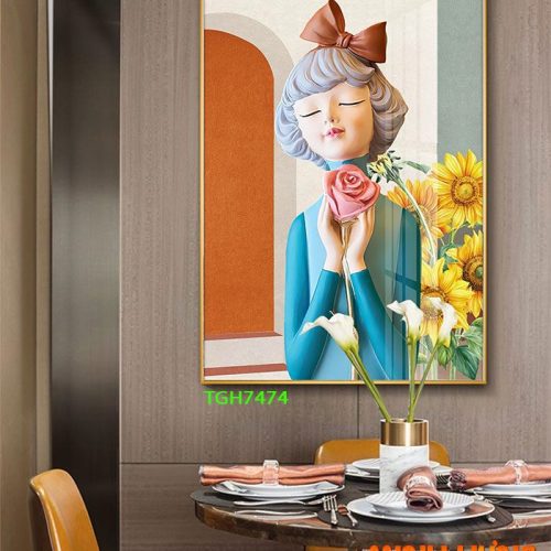 TGH7474 Tranh Decor Cô Gái Phủ Gương Hiện Đại