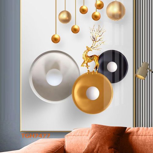 TGH7477 Tranh Decor Vòng Tròn Phủ Gương Hiện Đại