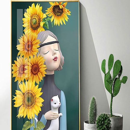 TGH7496 Tranh Decor Cô Gái Phủ Gương Hiện Đại