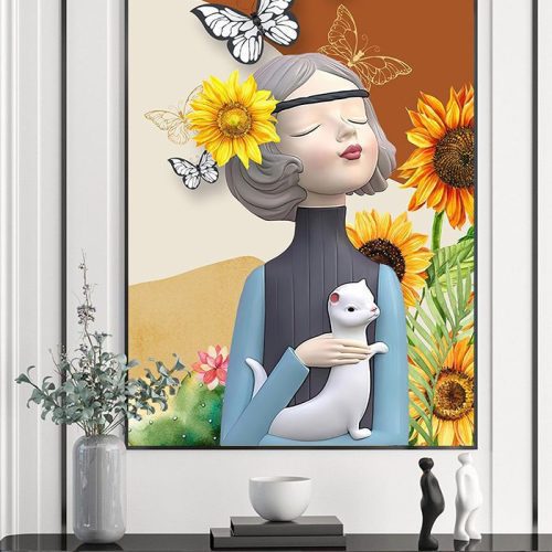TGH7497 Tranh Decor Cô Gái Tóc Ngắn Phủ Gương