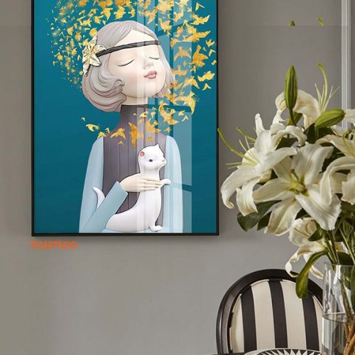 TGH7500 Tranh Decor Cô Gái Phủ Gương Hiện Đại