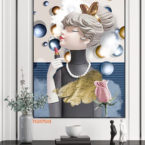 TGH7501 Tranh Decor Cô Gái Tô Son Hiện Đại