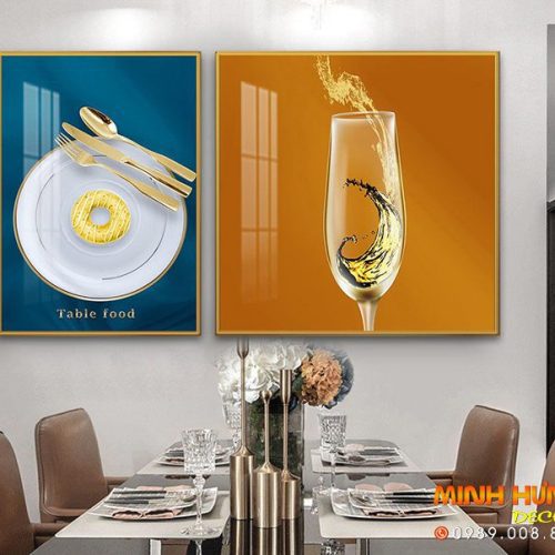 SNO3064 Tranh đồ ăn và ly nước uống