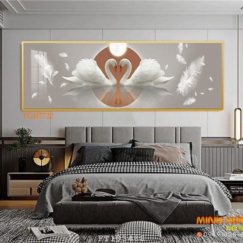 TGH7722 Tranh cặp đôi thiên nga trắng đẹp
