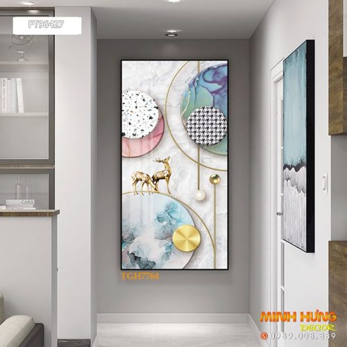 TGH7764 Tranh cặp hươu với nhiều họa tiết đẹp