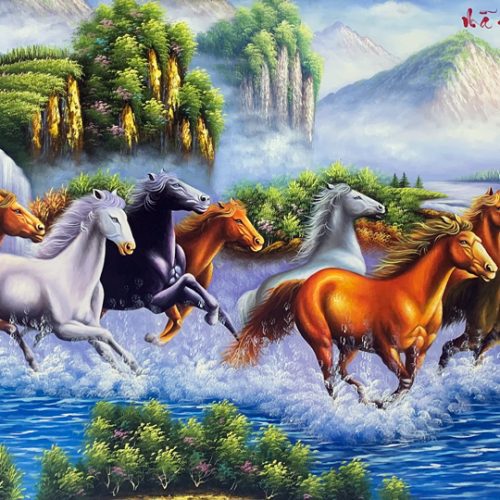 Tranh sơn dầu mã đáo thành công STD012