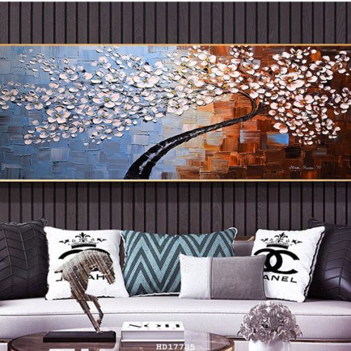 Tranh decor cây hoa sơn dầu HD17705