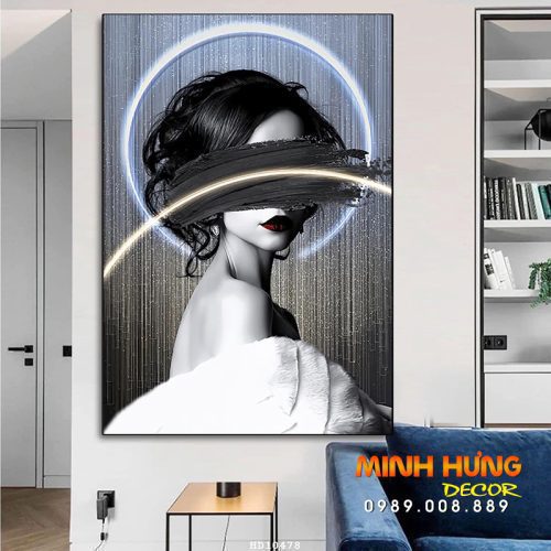 Tranh tráng gương cô gái HD10478