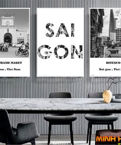 Tranh Chợ Bến Thành Sài Gòn HD17521