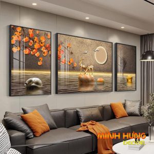 Tranh tráng gương huơu trên phiến đá MHD101
