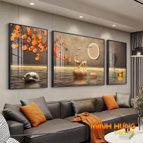 Tranh tráng gương huơu trên phiến đá MHD101