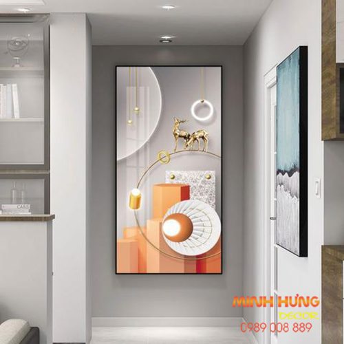 Tranh tráng gương 2 chú hươu TGH8428