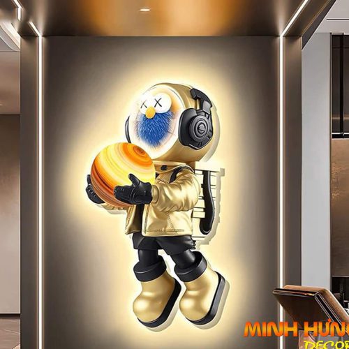 Tranh Led Bearbrick địa cầu TL021