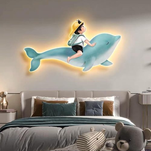 Tranh Led Cậu Bé và Chú Cá Heo TL002