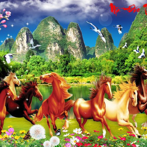 Tranh dán tường 3d in mực UV mã đáo thành công 758TNMB
