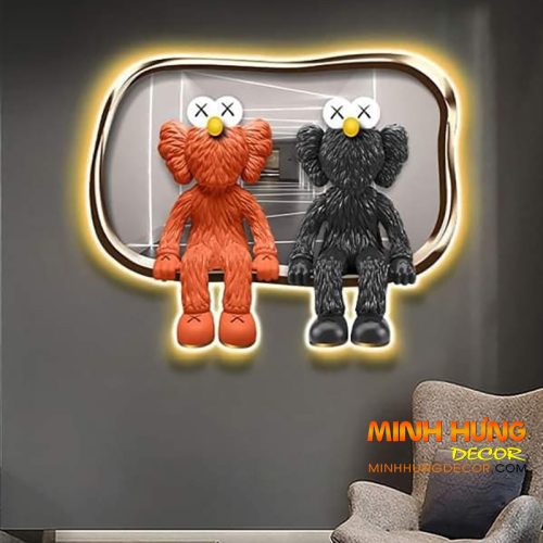 Tranh đèn led 2 chú gấu Bearbricj TL013