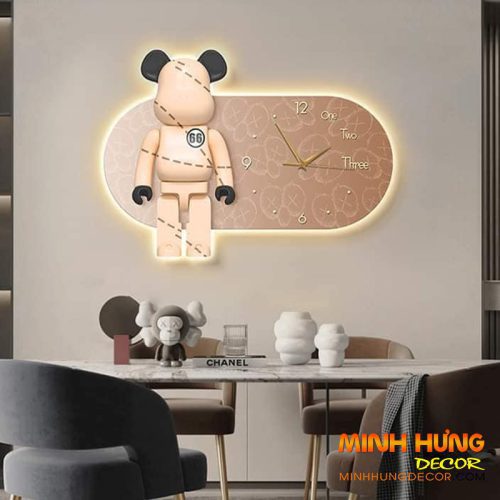 Tranh Đèn Led Bearbrick Đồng Hồ TL011