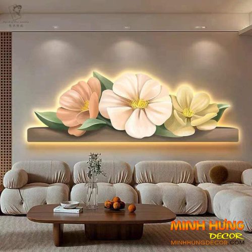 Tranh đèn led và hoa mẫu đơn TL025