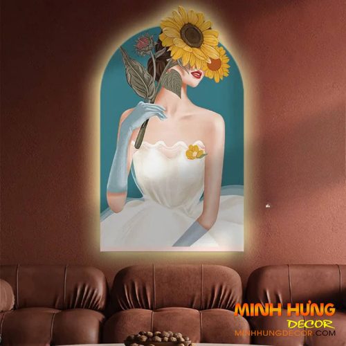 Tranh led cô gái hoa hướng dương TL024