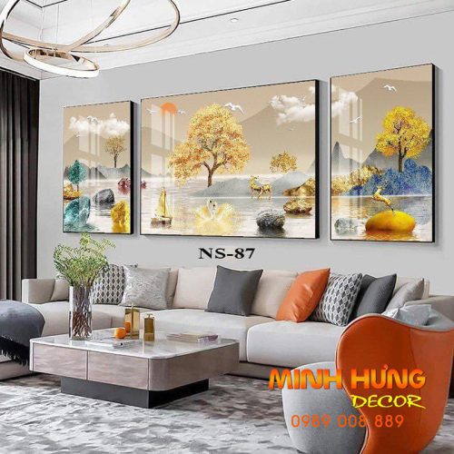 Tranh tráng gương tphcm hươu kim tiền NS87