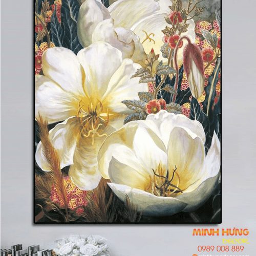Tranh canvas hoa trắng nhẹ nhàng HD5624