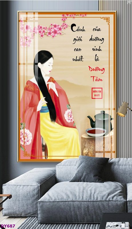 Tranh trang trí đông y dưỡng sinh spa môi mi DY687