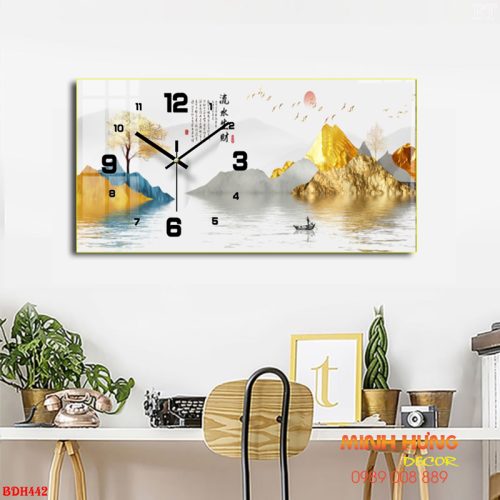 Tranh đồng hồ tráng gương BDH442