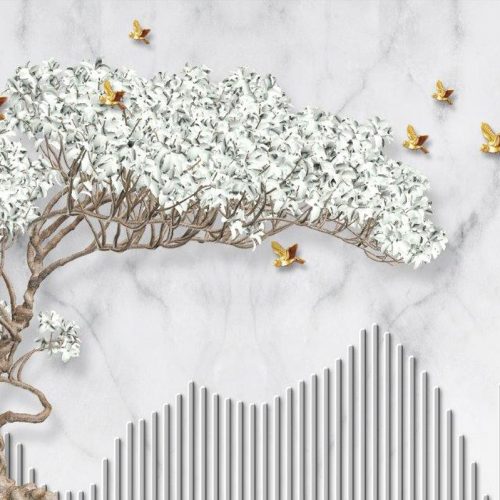 Tranh dán tường cây hoa và chim FM_30102