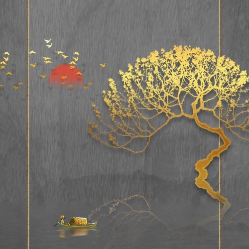 Tranh dán tường người chèo thuyền sang trọng TGTV_FT5900
