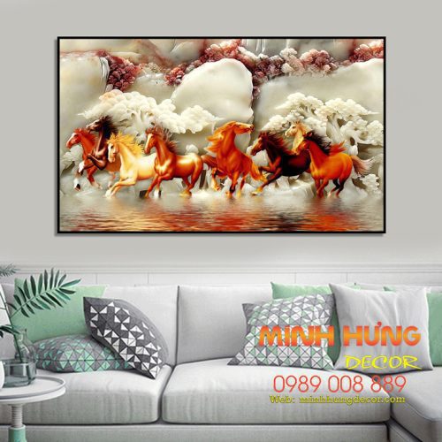 Tranh tân giá bát mã trên nước TTG004