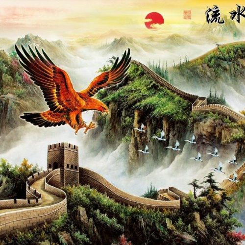 Tranh đại bàng và vạn lý trường thành FM50062