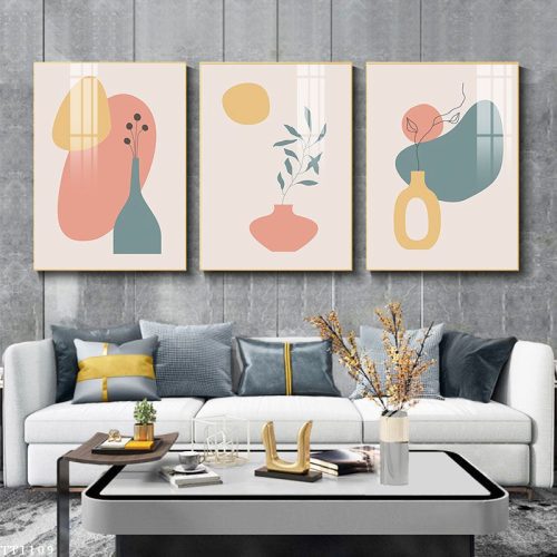 Tranh Canvas chậu cây và hình khối TT1109