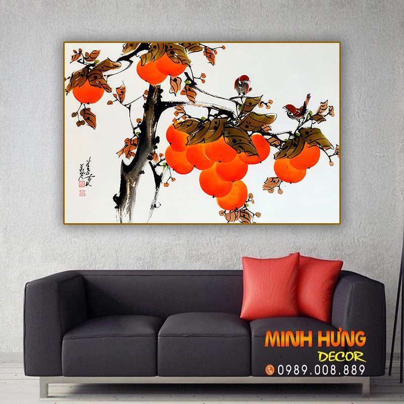 Tranh canvas chùm quả đào GDV220