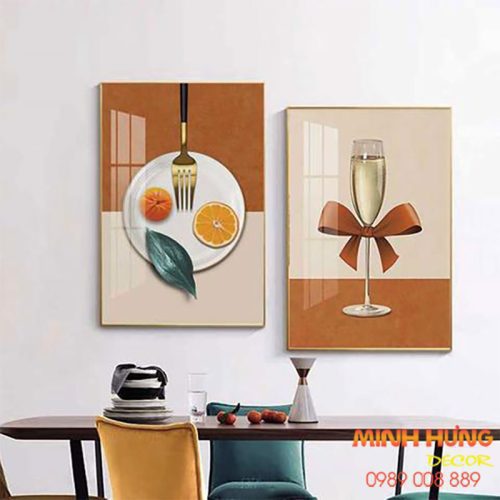 Tranh tráng gương tinh hoa bàn tiệc TGH8042