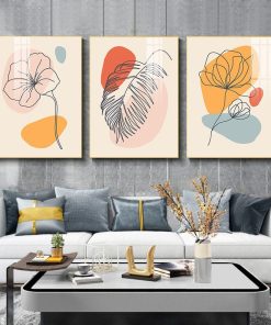 Tranh Canvas hoa và lá tối giản TT1092